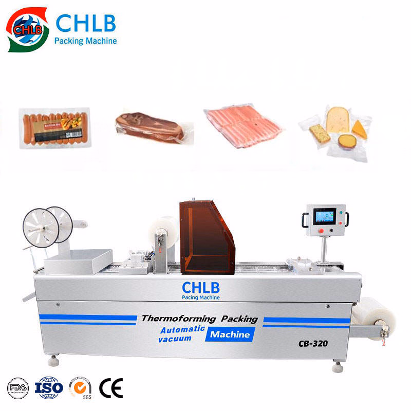 Fully Automatic Dates Stretch Film Packaging Machine Thermoforming Vacuum Packaging Machine for Sausage Cheese