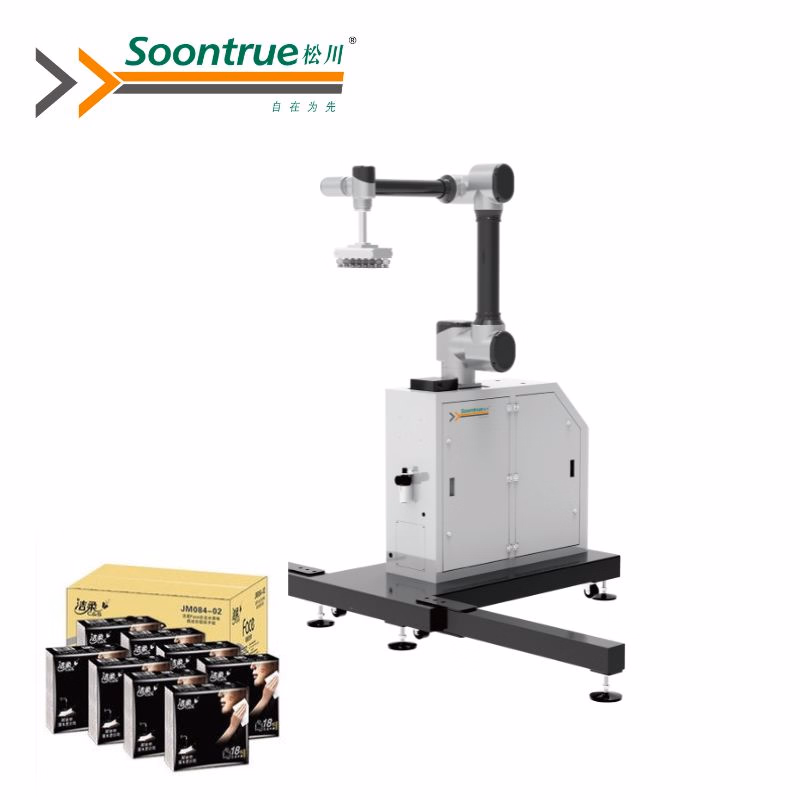 Multi-Box Stacking Robot- Flexible Robot Palletizer Machine for Different Case Types Automated Robot Palletizer Equipment for Tissue and Food
