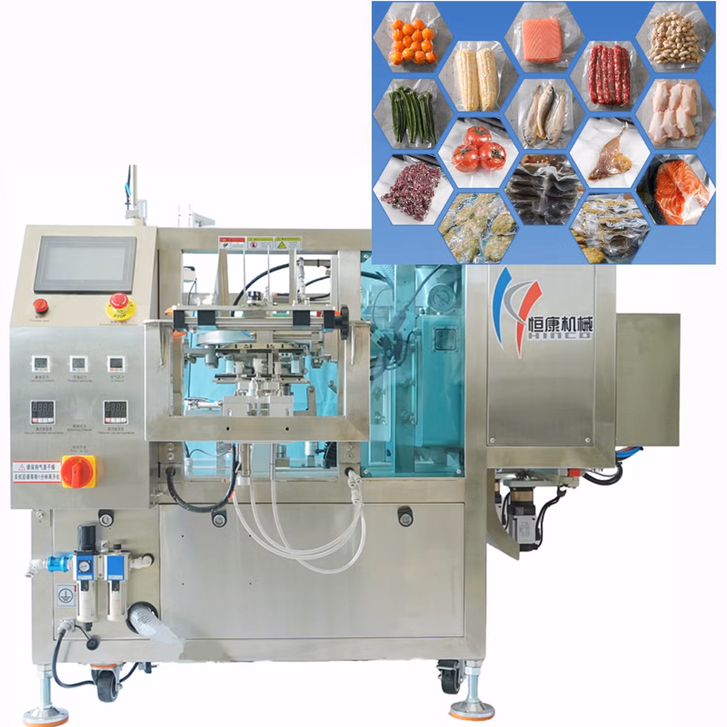 Frozen Chicken Feet, Wings and Legs Rotary Vacuum Packing Machine Chicken Parts Automatic Packaging Machinery