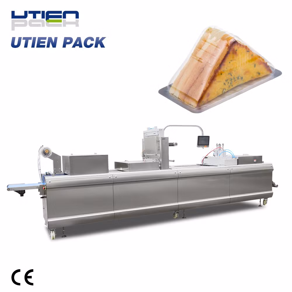 China Factory Auto Map Packaging Machine for Fresh Sandwich, Bread, Cake, with Vacuum Gas Flush