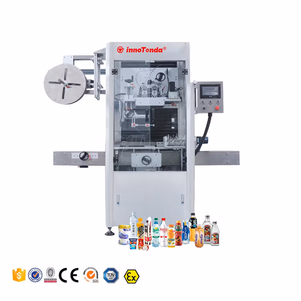 Full Auto Drink Beverage Fruit Juice Yogurt Milk Shrink Sleeve Printing Cup Type Bottle Shrink Sleeve Labeling Machinery