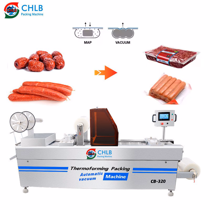 Factory Price Automatic Fruit Vegetable Meat Cheese Skin Vacuum Mini Thermoforming Vacuum Packing Packagingmachine