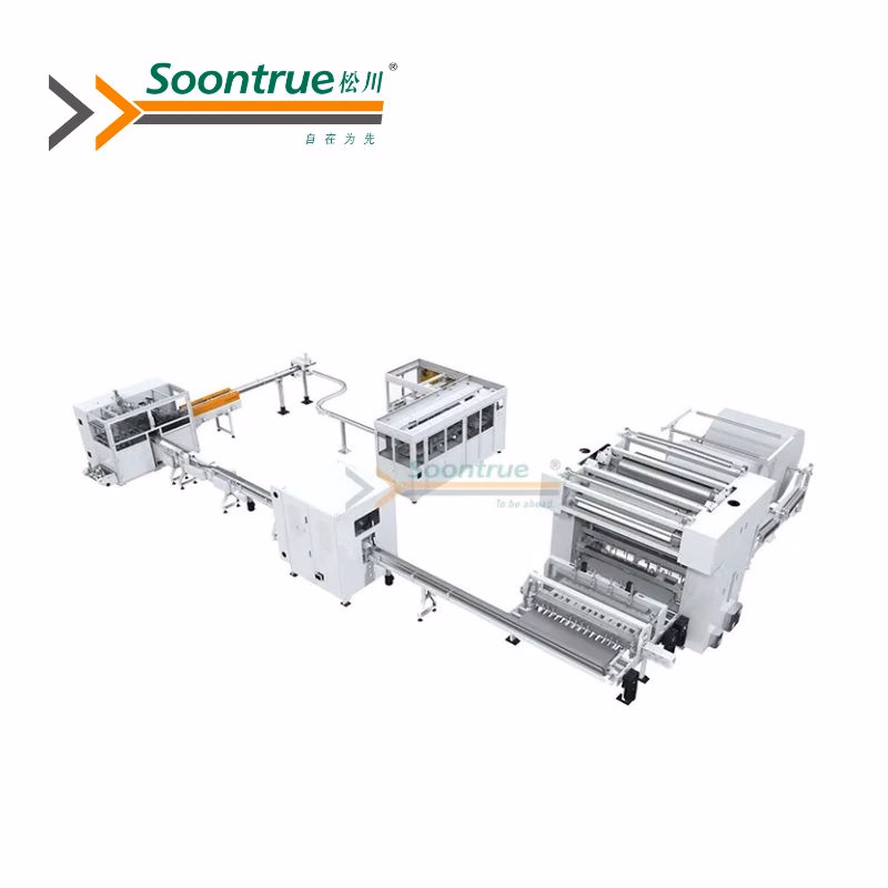 Full Automatic Processing Facial Tissue Packaging Production Line with Household Paper Folding Machine Log Saw Cutter Machine Paper Packaging Machine