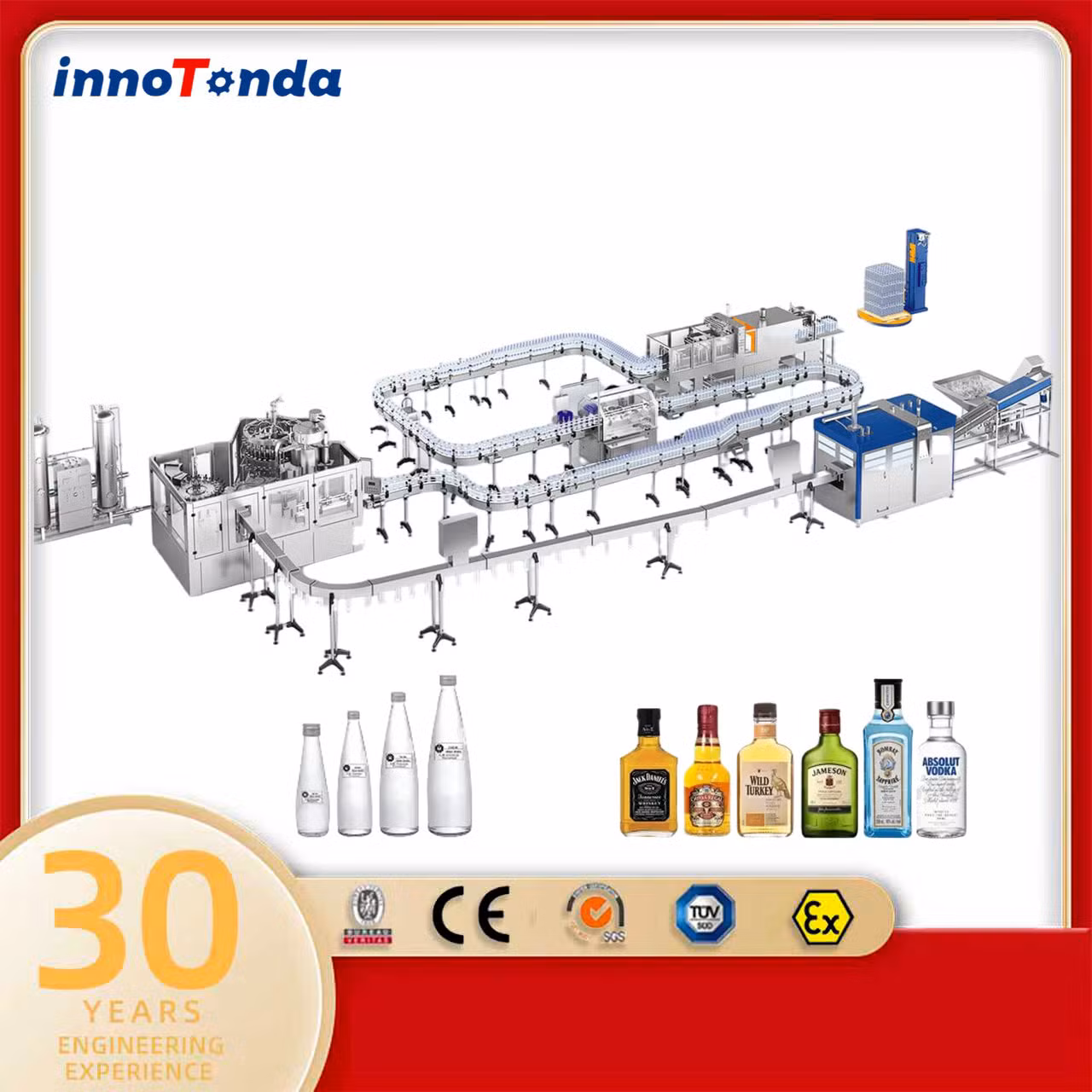 The Complete Automatic Water Bottle Filling Line From Bottles Uploading Crates to Cartoning Palletizer