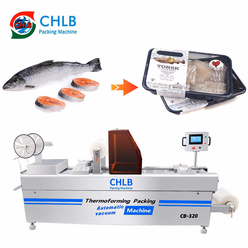 Full Automatic Small Vacuum Thermoforming Forming Packaging Packing Machine for Meat Fish Frozen Food