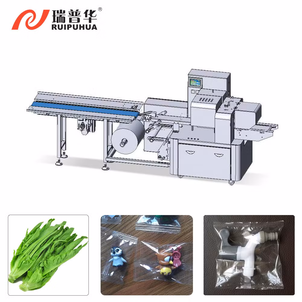 Full Servo Cake Bread Muffin Down Film Paper Flow Wrapper Machine Made in China