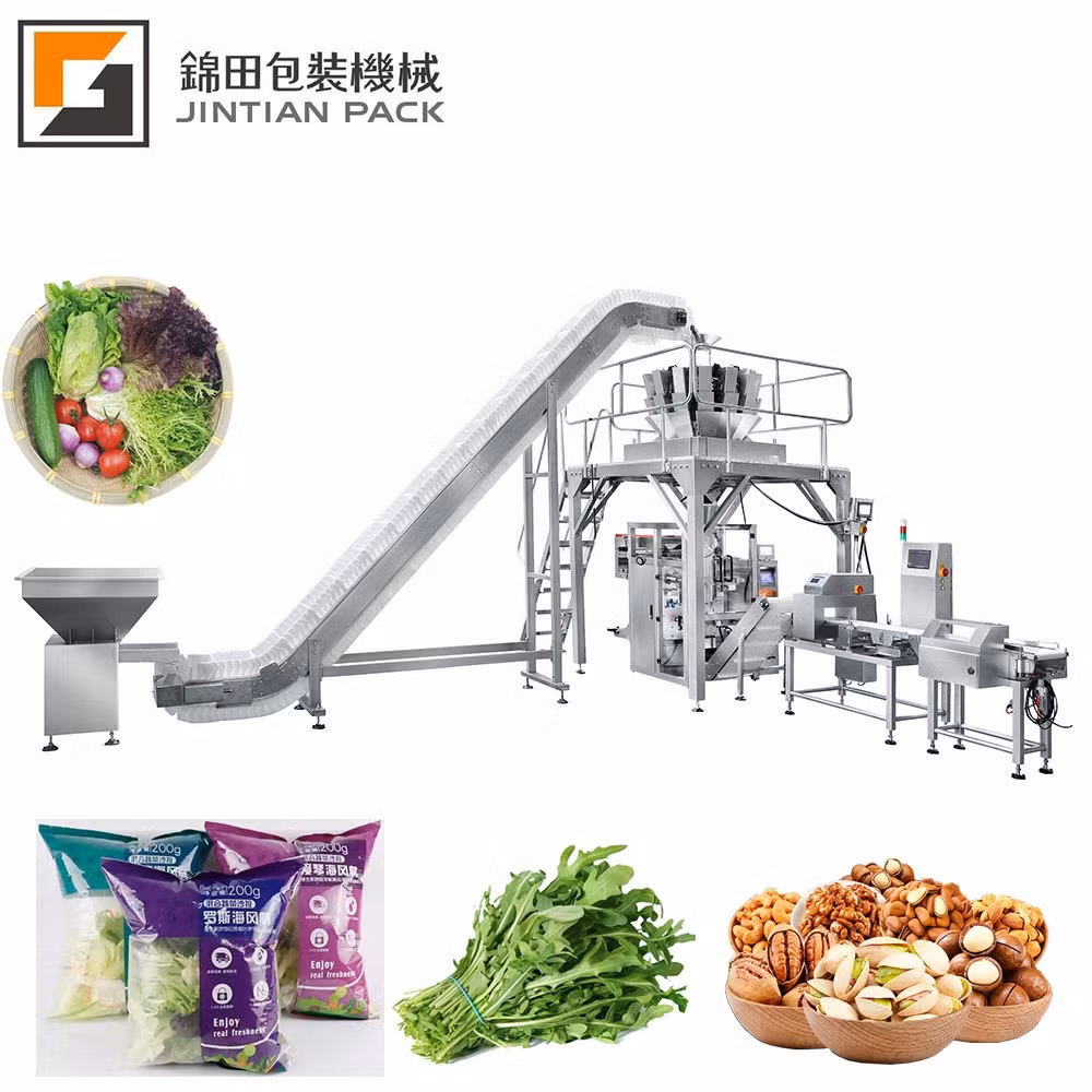 Factory Direct Selling Automatic Vegetable Salad Food High-Accuracy Dry Fruits/Vegetable with Metal Detector Packaging Machine