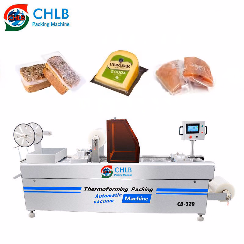Fully Automatic Electric Thermoforming Vacuum Packaging Machine for Food Cheese Meat Sausage Dates Foilpouch Film Paper Options