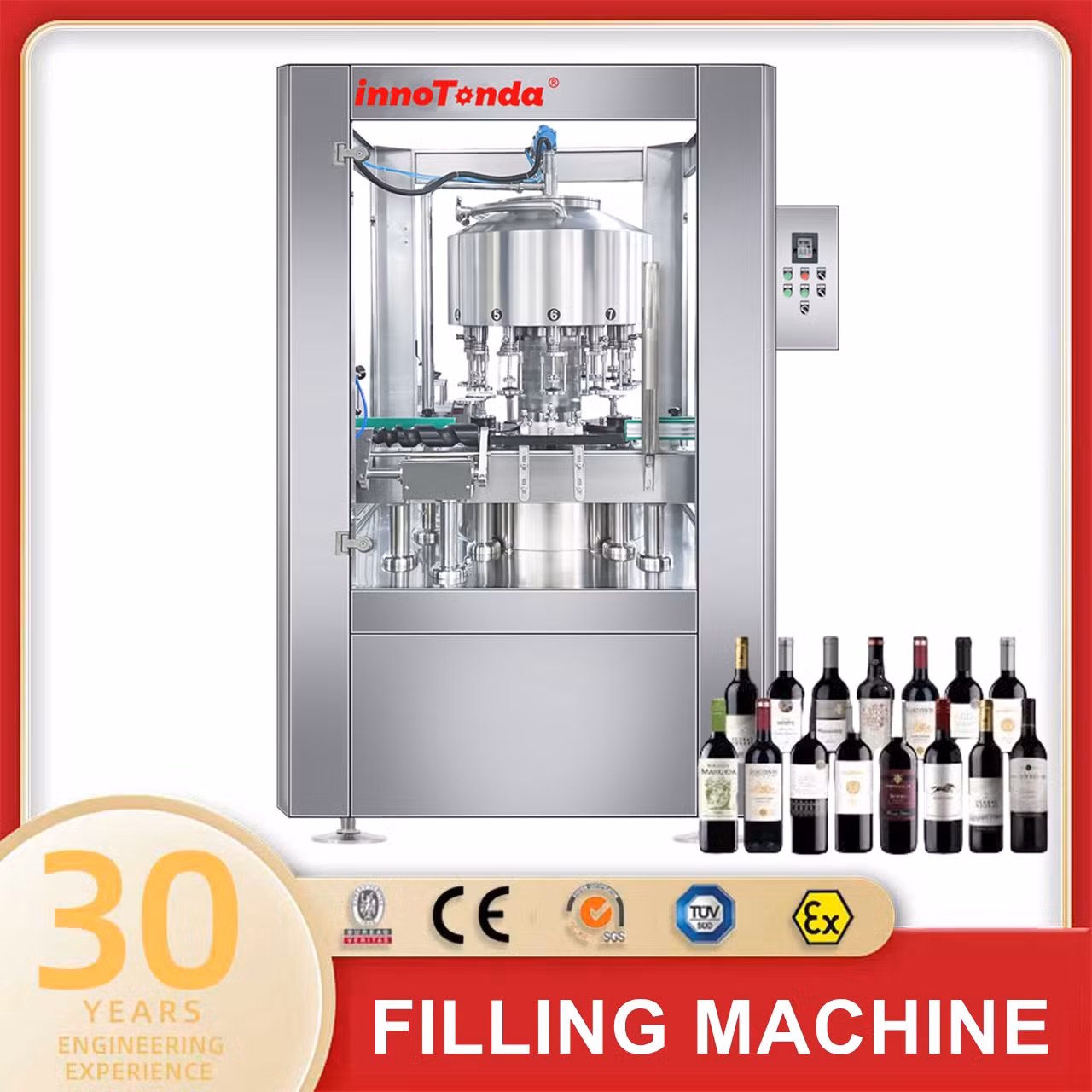 Automatic 6 Heads Pump Cosmetic Detergent Shampoo Juice Bottle Liquid Filling Machine with Mixing Tank