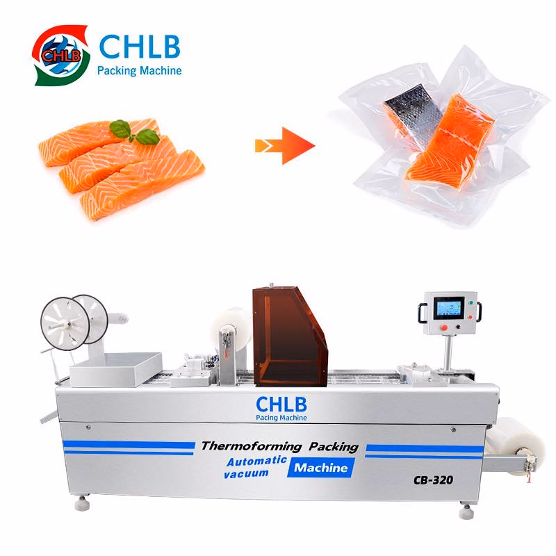 Automatic Continuous Stretch Film Thermoforming Vacuum Packaging Machine for Meat & Frozen Food Used for Vacuum Packing