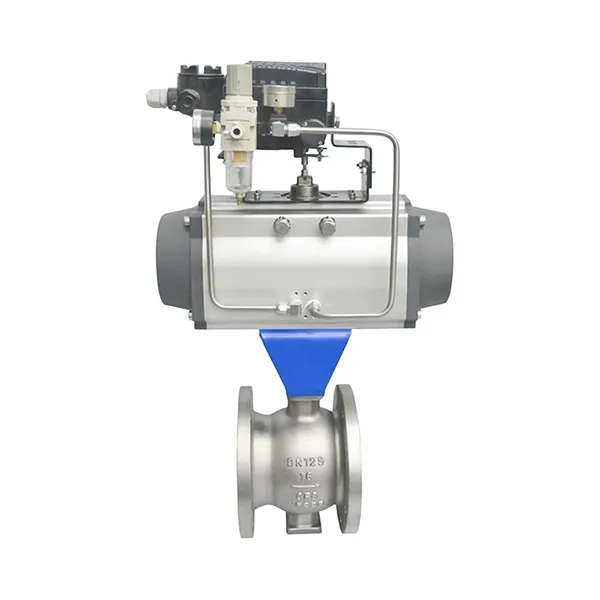 V Notch Ball Valve With Pneumatic Actuator RF Flange Cast Steel CF8 DN125 PN16 Manufacturer & Factory - WKT VALVE