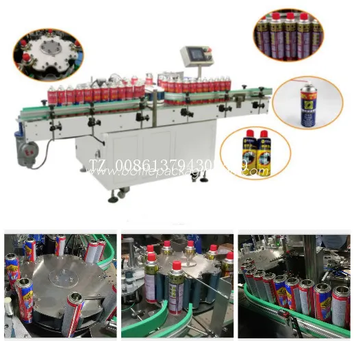 Aerosol Spray Pipe Automatic Bottle Labeling Machine LED Touch Screen Control