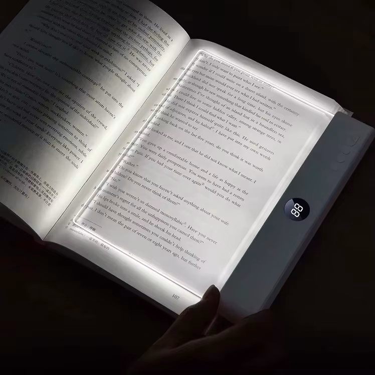 Smart LED Book Light with Timer Stepless Dimming Ultra-Thin Eye-Care Reading Lamp USB Rechargeable for Bedside Office